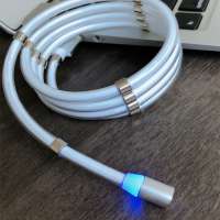 2020 latest new products Magnetic USB Charger Cables 3 in 1 Automatic storage with LED for iPhone, NOKIA, OPPO, HTC, HUAWAI